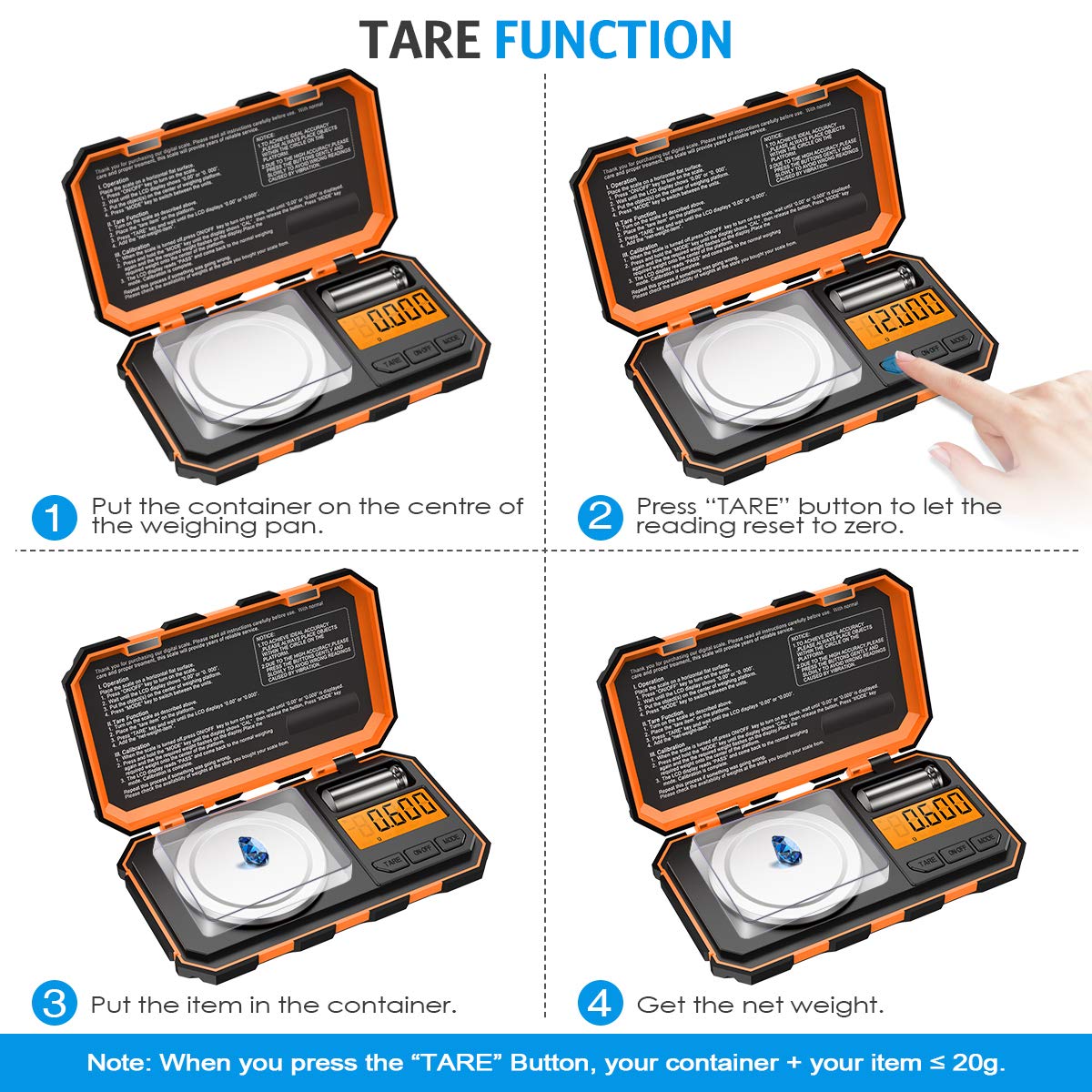 (New Version) Amir Professional Digital Scale, 20G Pocket Scale With 0.001G Accuracy, Electronic Smart Scale With 20G Calibratio
